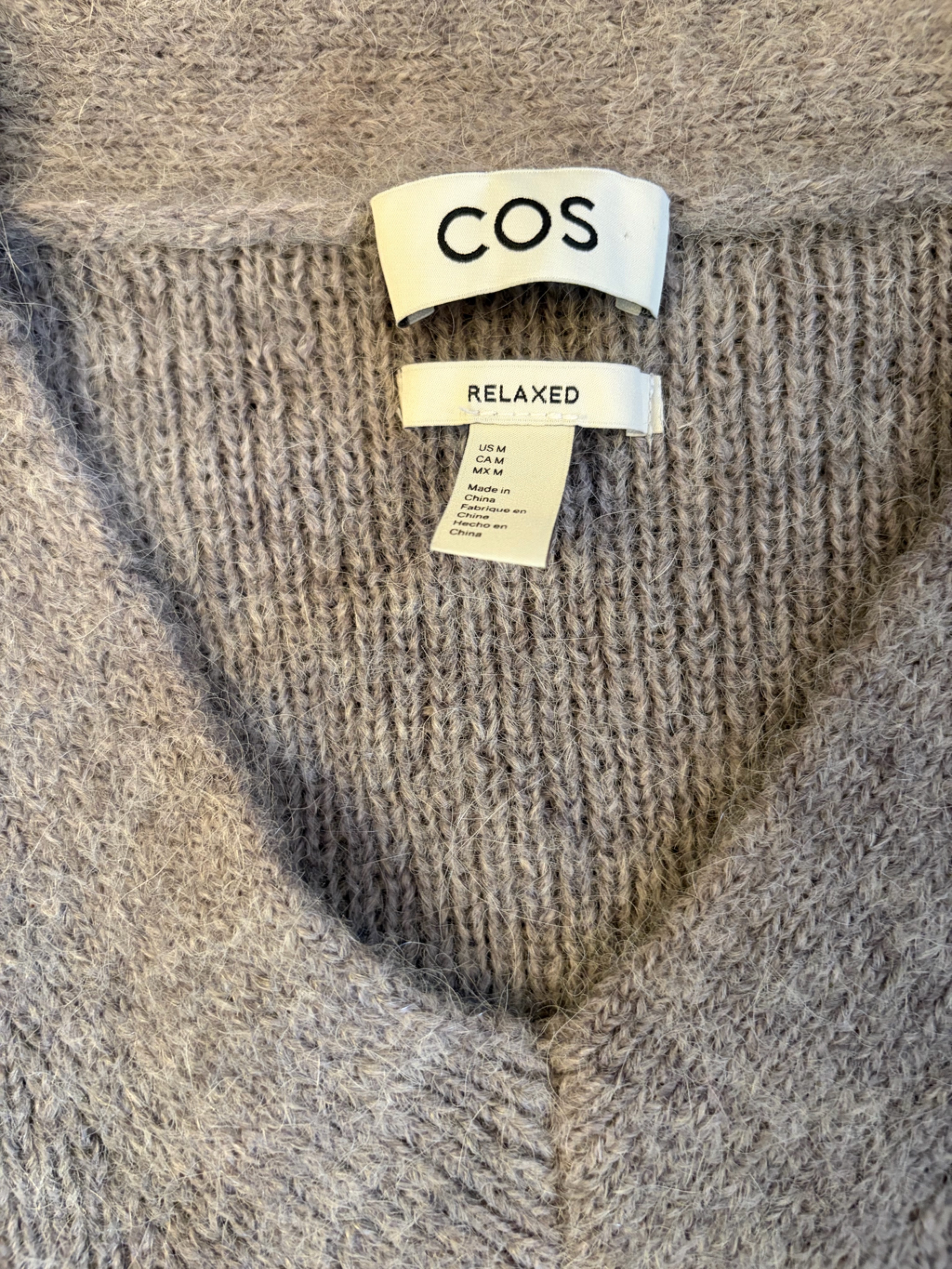 Cos Alpaca And Wool Blend Relaxed V-Neck Sweater In Light Taupe